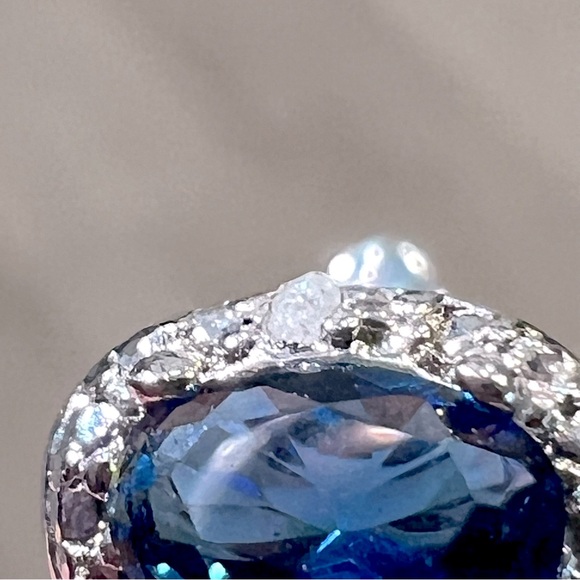 Trilogy Blue Gemstone Diamond Accent Latch Back Earrings - Picture 7 of 11